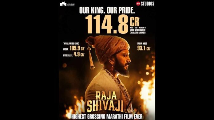 Raja Shivaji box office, highest grossing Marathi film, Riteish Deshmukh, Jio Studios, Raja Shivaji worldwide collection, biggest Marathi movie