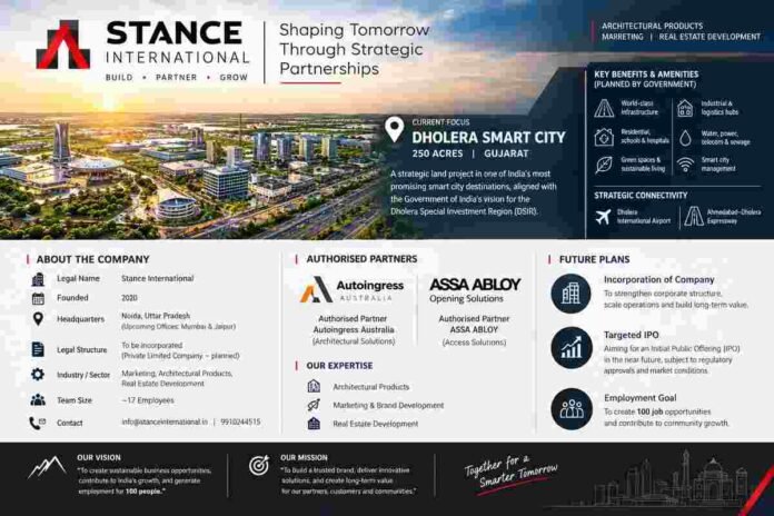 Stance International 250-acre project site plan for Dholera Smart City development